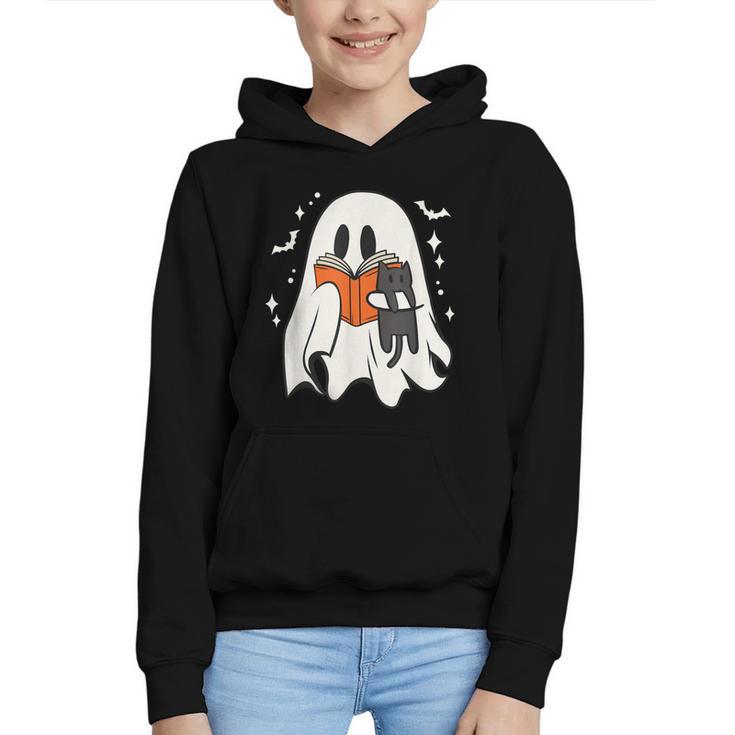Cute Ghost Reading Book Spooky Season Halloween Costume Kids Graphic Youth Hoodie