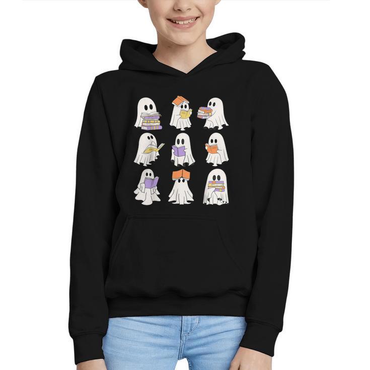 Cute Ghost Reading Books Teacher Halloween Reading Men Women Kids Graphic Youth Hoodie