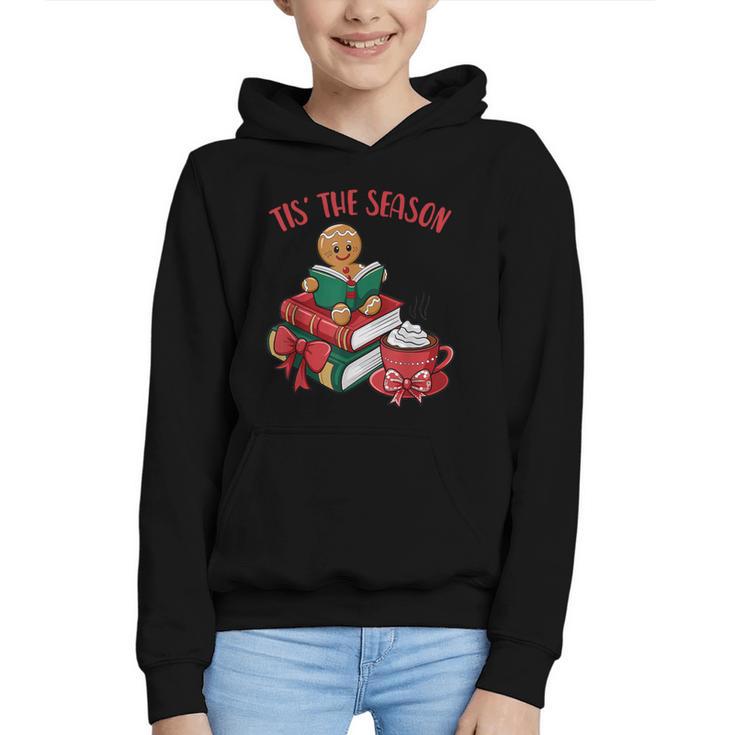 Cute Gingerbread Man Reading Book Nerd Christmas Bookish Graphic Youth Hoodie
