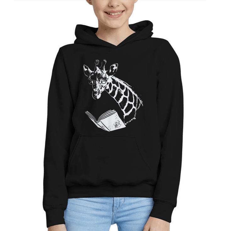 Cute Giraffe Wear Glasses Reading Book Librarian Bookworm Graphic Youth Hoodie