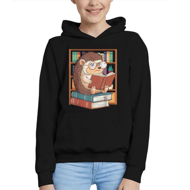 Cute Hedgehog Book Nerd Graphic Youth Hoodie
