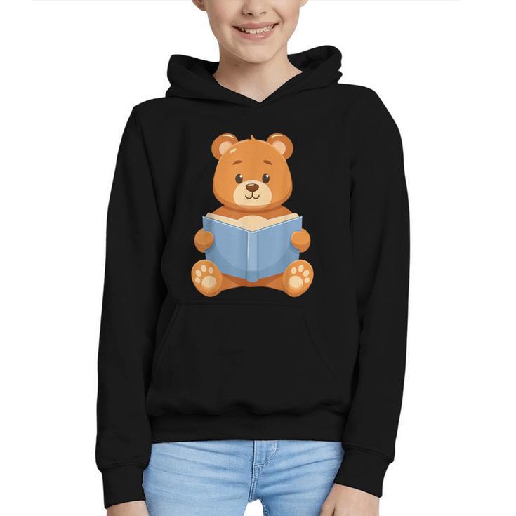 Cute Teddy Bear Reading Book Adorable For Readers Graphic Youth Hoodie