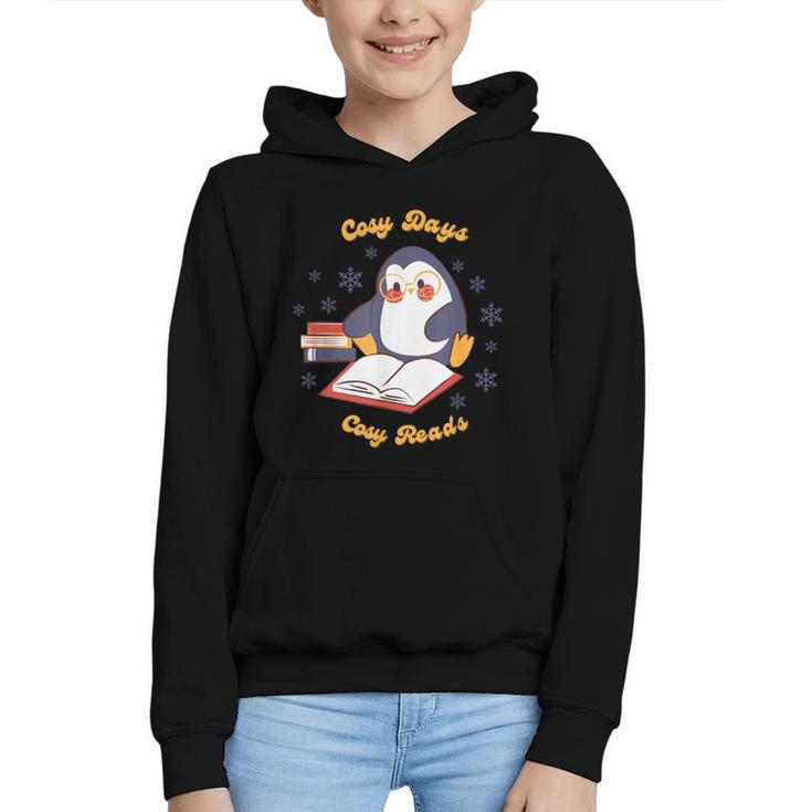 Cute Xmas Book Lover Penguin Reading Cosy Days Cosy Reads Graphic Youth Hoodie