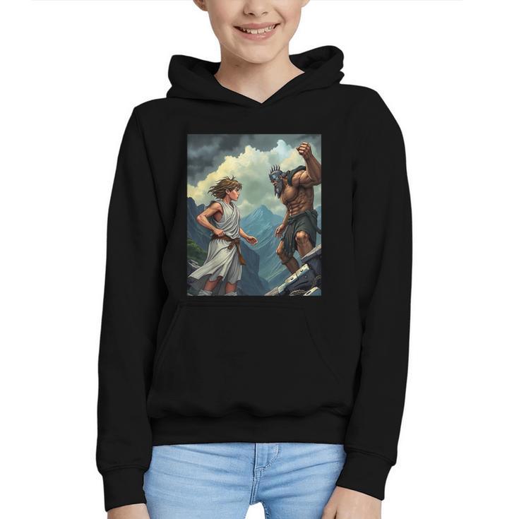 David And Goliath Bible Book Of Samuel King David Comic Graphic Youth Hoodie