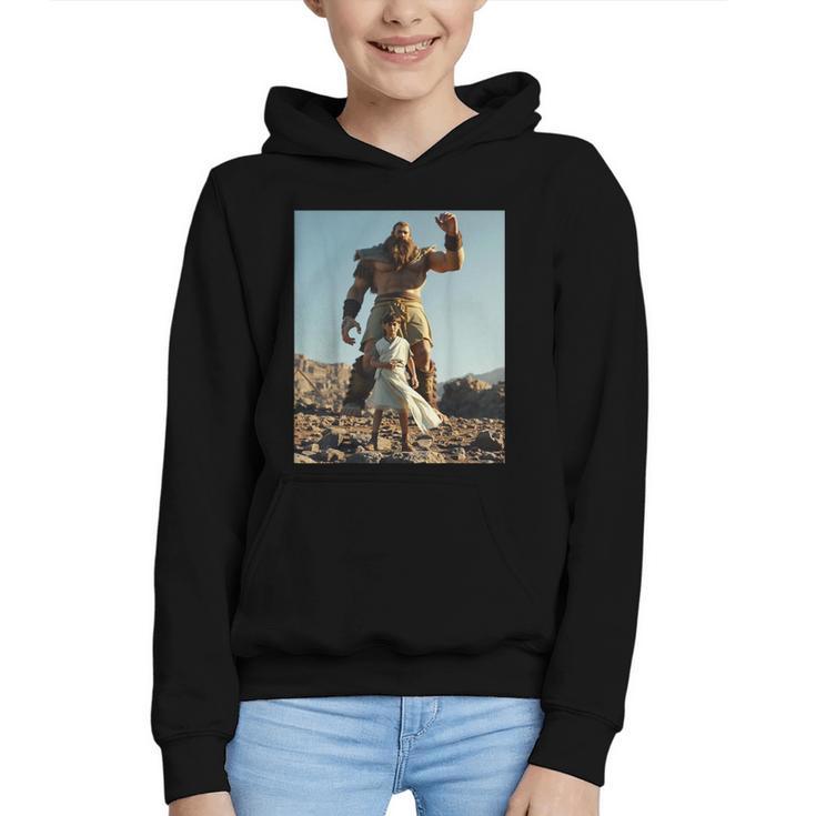 David And Goliath Bible Book Of Samuel King David Graphic Youth Hoodie
