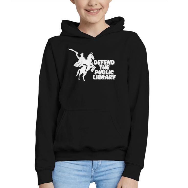 Defend Public Library Support Local Library Book Lover Graphic Youth Hoodie