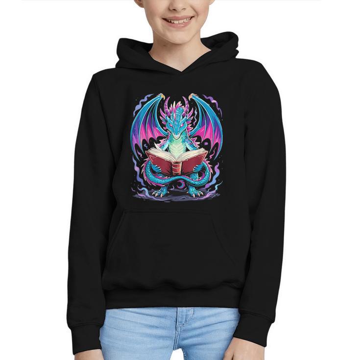Dragon Reading Book Lover Graphic Youth Hoodie