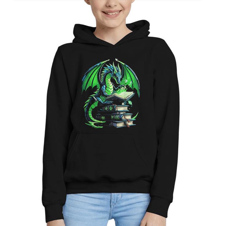 Dragon Reading Books Bookworm Graphic Youth Hoodie