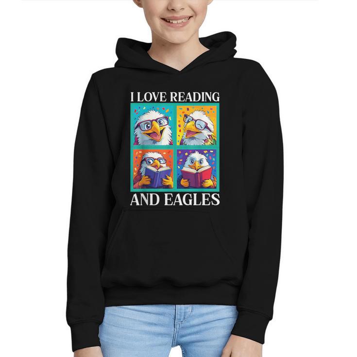 Eagle Love Reading And Eagles Child Book Lover Graphic Youth Hoodie