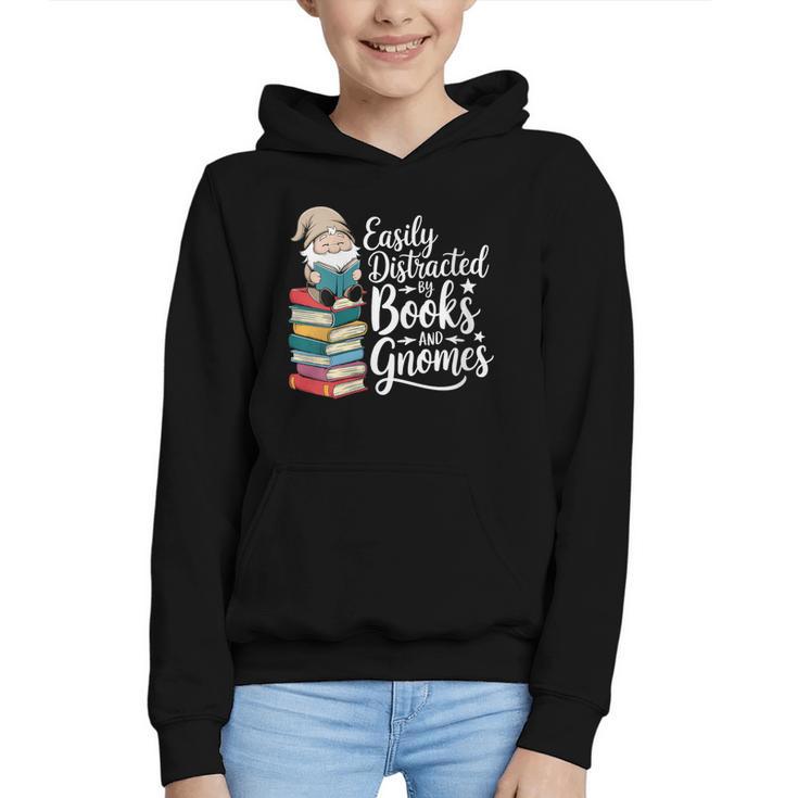 Easily Distracted By Books And Gnomes Graphic Youth Hoodie