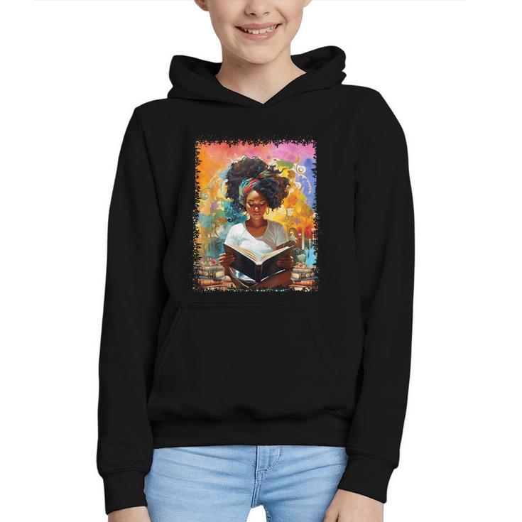 Educated Afro Girl Reading Book Lover History Month Graphic Youth Hoodie