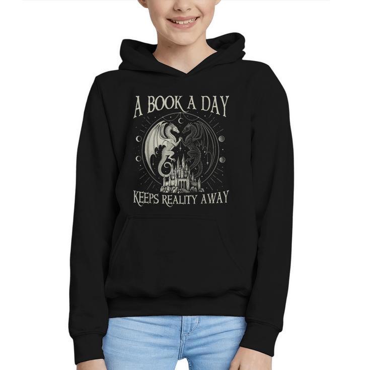 Fantasy Book Club Dragon Reader Book A Day Keep Reality Away Graphic Youth Hoodie