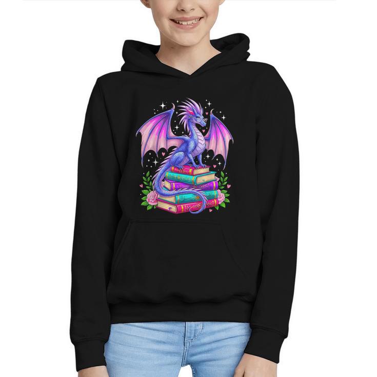 Fantasy Dragon Reading Books Bookworm Graphic Youth Hoodie