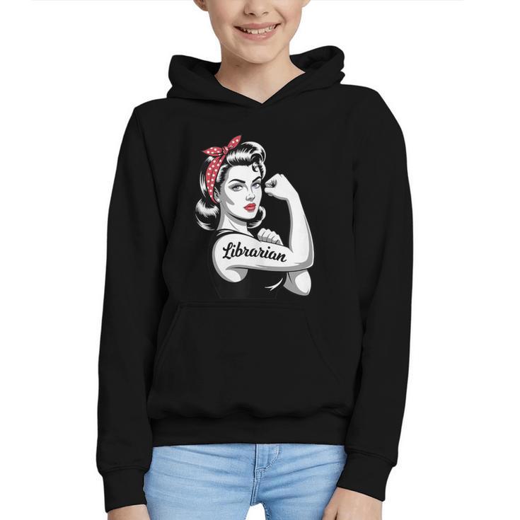 Female Librarian Rosie Riveter Book Guardian Woman Graphic Youth Hoodie