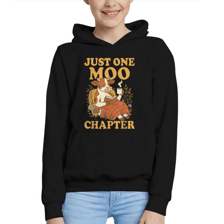 Floral Cow Reading Pun Just One More Chapter Cozy Book Lover Graphic Youth Hoodie