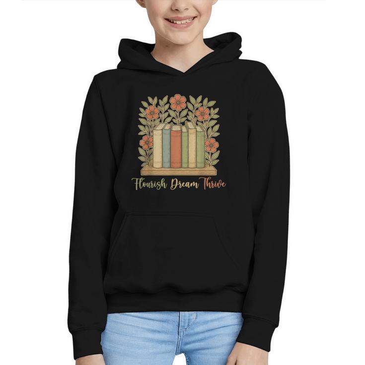 Flourish Dream Thrive Resist 84 67 Book Reading Nature Lover Graphic Youth Hoodie