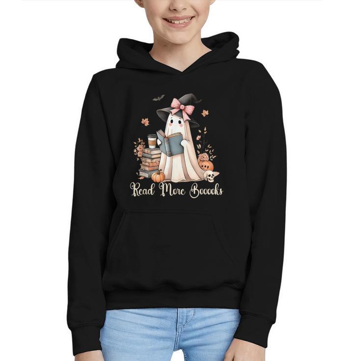 Ghost Reading Book Coquette Bow Halloween Girl Kid Teacher Graphic Youth Hoodie