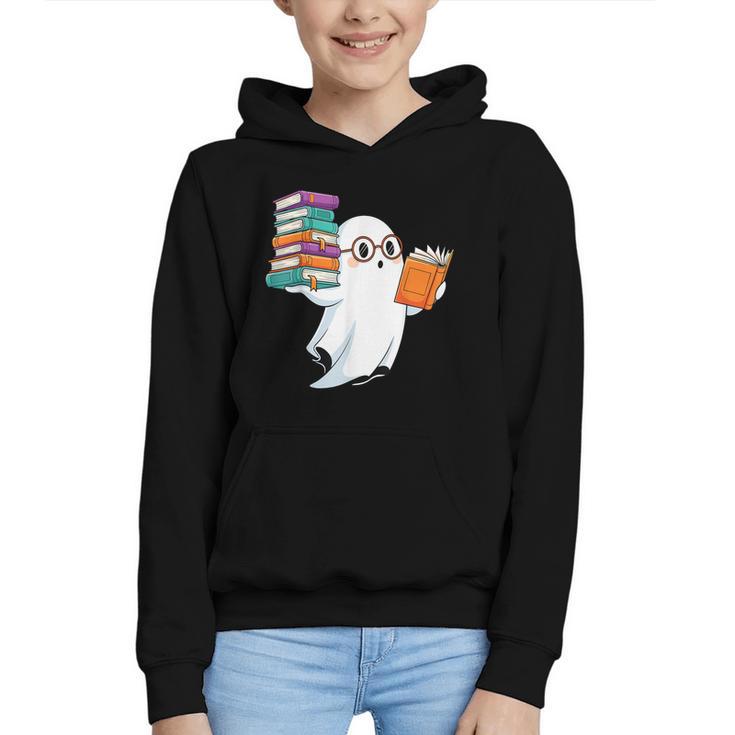 Ghost Reading Books Halloween Library Graphic Youth Hoodie