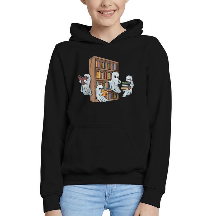 Ghosts Reading Books Teacher Halloween Librarian Book Lover Graphic Youth Hoodie