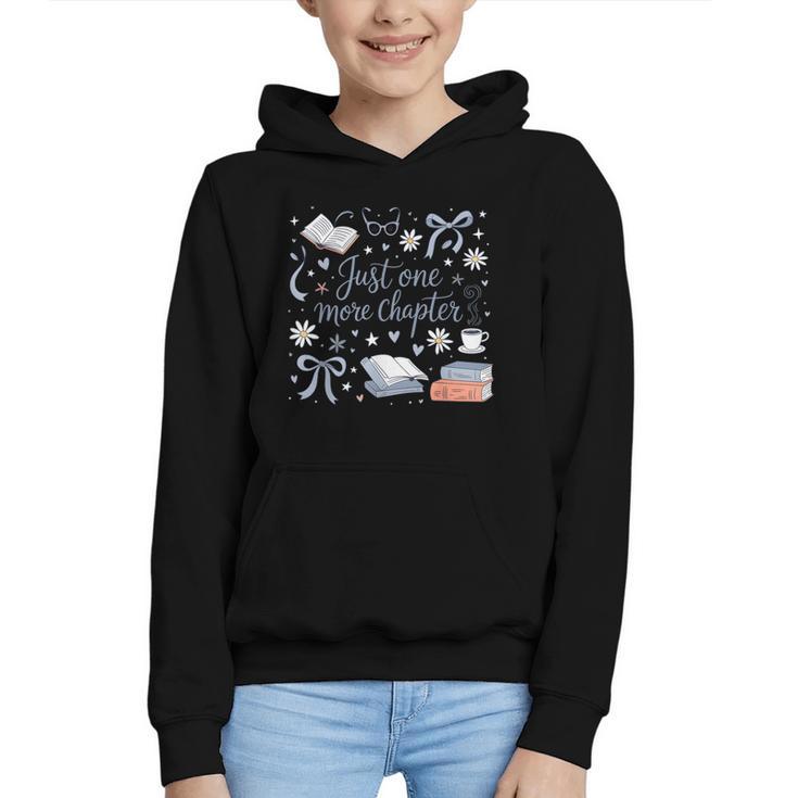 Girl Coquette Bow Just One More Chapter Book Bookish Reading Graphic Youth Hoodie