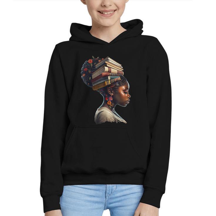 Girl Crown Of Books African Teacher Black History BHM Graphic Youth Hoodie