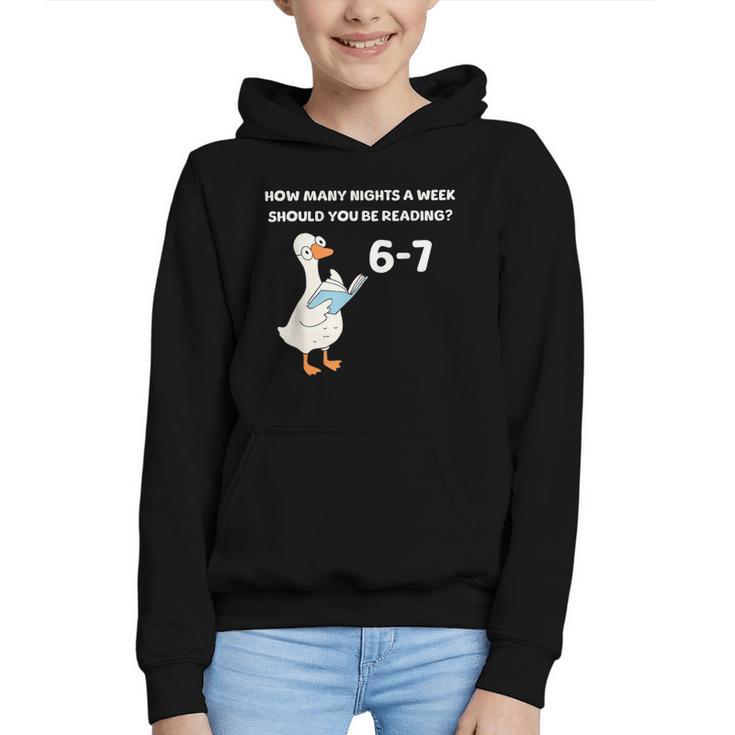 Goose Reading 67 Six Seven Meme Teacher Book Lover Graphic Youth Hoodie
