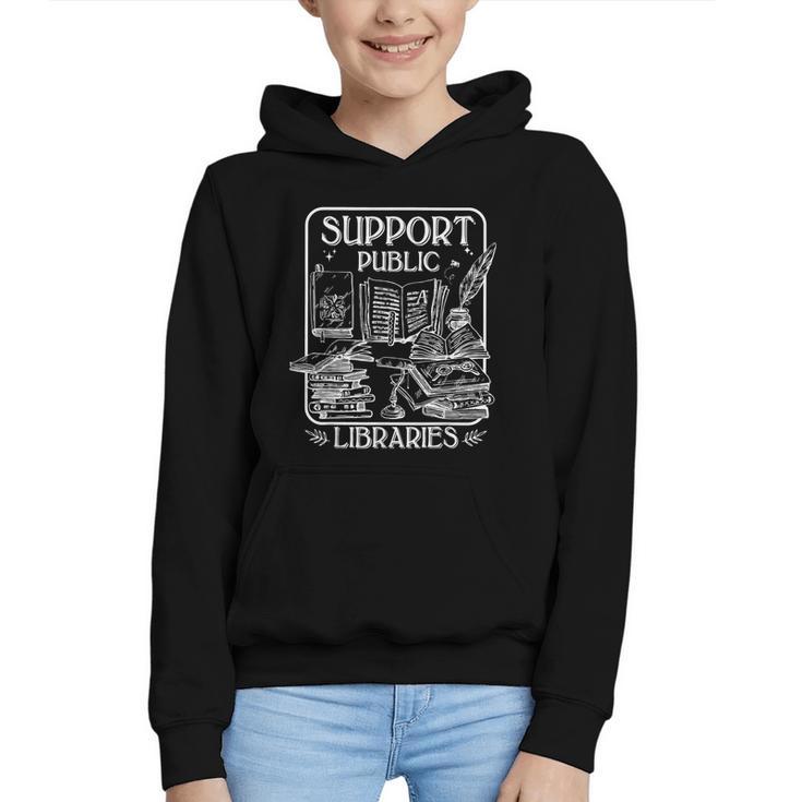 Groovy Support Your Local Library Book Reader Lover Bookworm Graphic Youth Hoodie