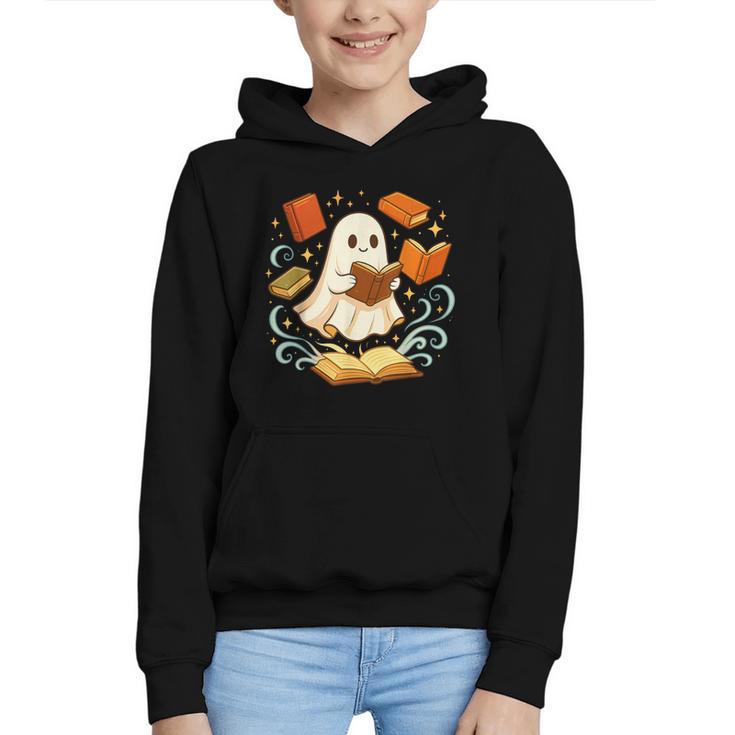 Halloween Cute Ghost Shirt Reading Books Ghost Graphic Youth Hoodie