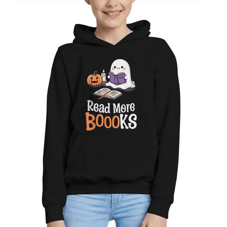Halloween Teacher Women Cute Reading Ghost Read More Books Graphic Youth Hoodie