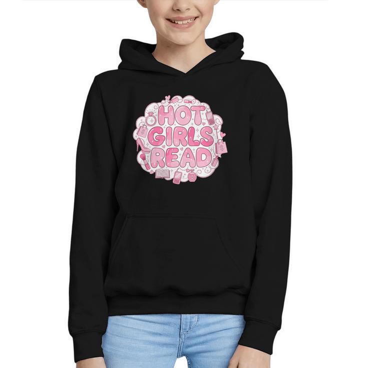 Hot Girls Read Pink Aesthetic Book Lover Reading Graphic Youth Hoodie