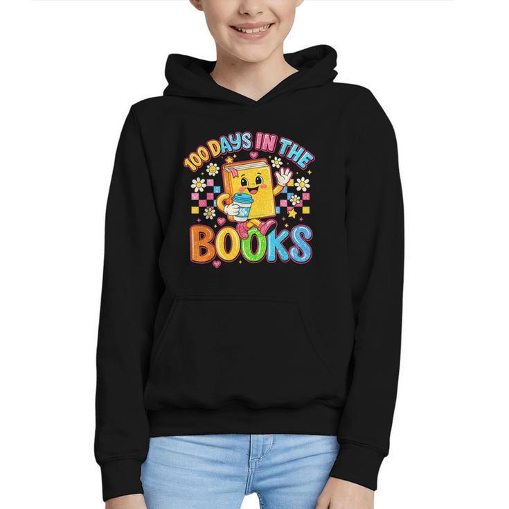 HUGvyn Preppy 100 Days In The Books Teacher Reading Coffee Graphic Youth Hoodie