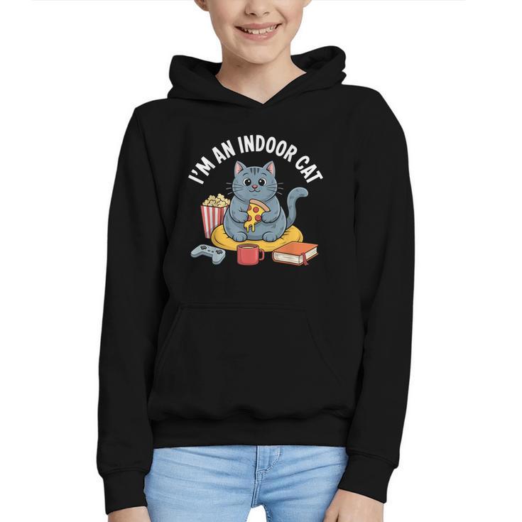 I'm An Indoor Cat Introvert Pizza Popcorn Book Gamer Cat Graphic Youth Hoodie