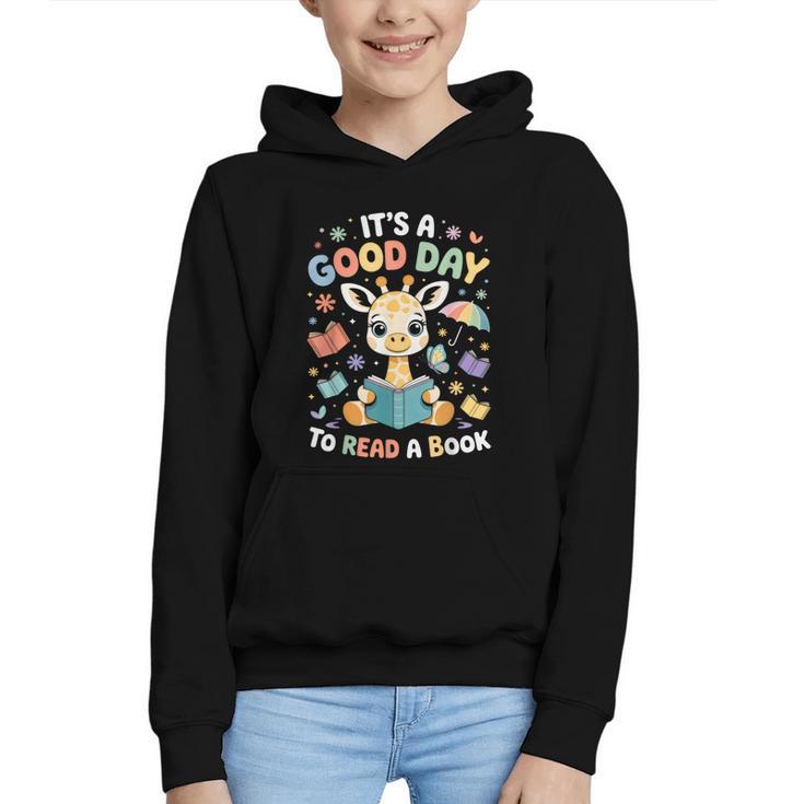It's a Good Day To Read a Book Cute Giraffe Graphic Youth Hoodie