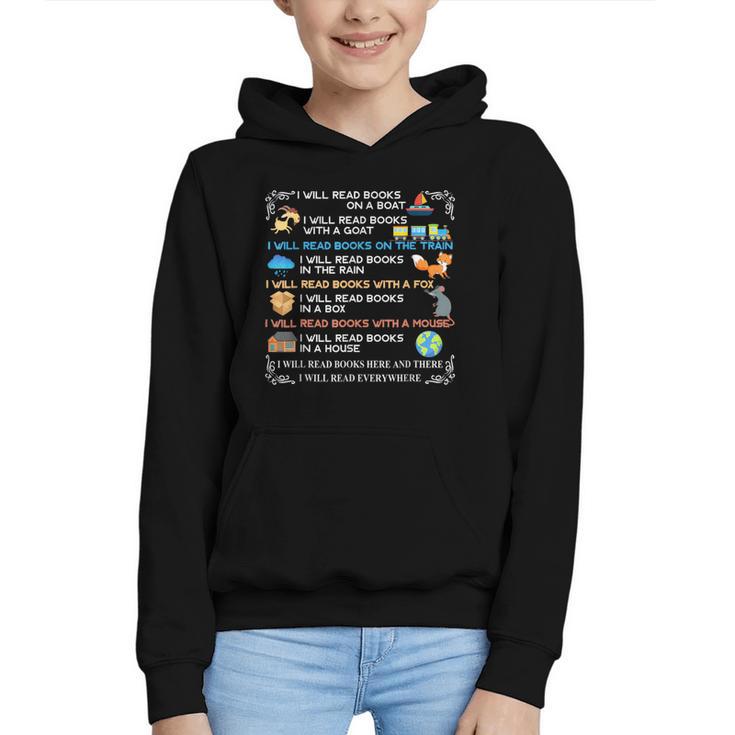 IWill Read Books On A Boat & Everywhere Reading Kids Graphic Youth Hoodie
