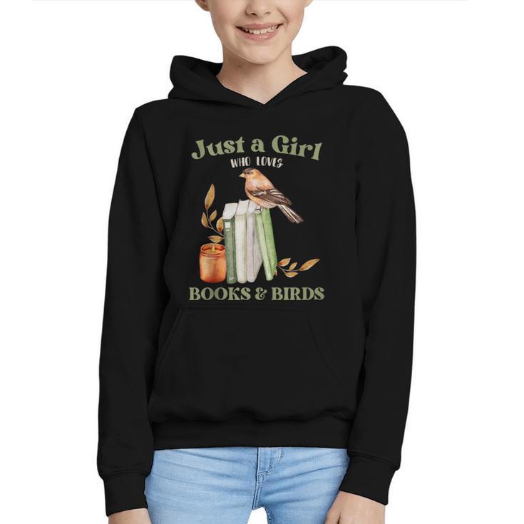 Just a Girl Who Loves Books And Birds Book Reading Bird Love Graphic Youth Hoodie