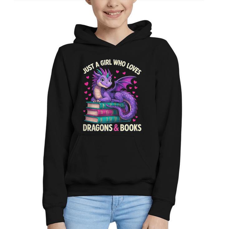 Just a Girl Who Loves Dragons And Books Reading Graphic Youth Hoodie