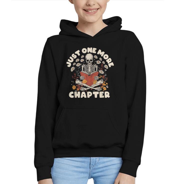 Just One More Chapter Skeleton Reading Book Lover Graphic Youth Hoodie