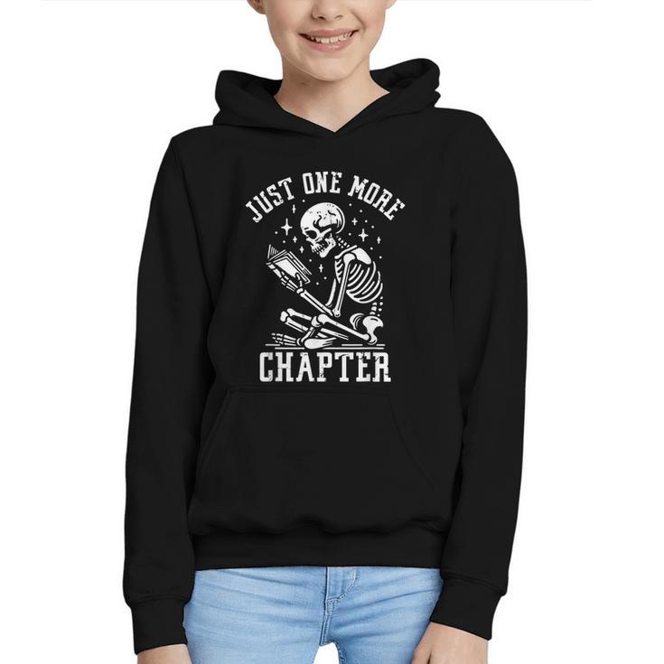 Just One More Chapter Skeleton Reading Book Graphic Youth Hoodie