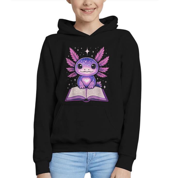 Kawaii Axolotl Cute Axolotls Reading Book Graphic Youth Hoodie