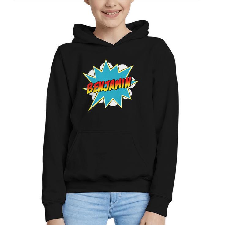 Kids Boys Benjamin Name Personalized Superhero Comic Book Graphic Youth Hoodie