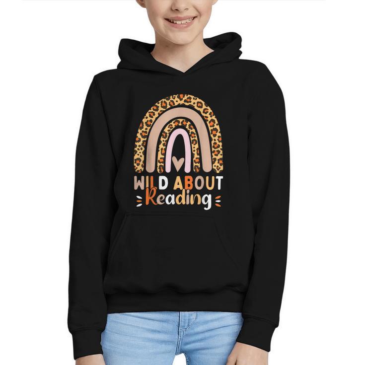 Leopard Teacher Wild About Reading Books Reader Librarian Graphic Youth Hoodie