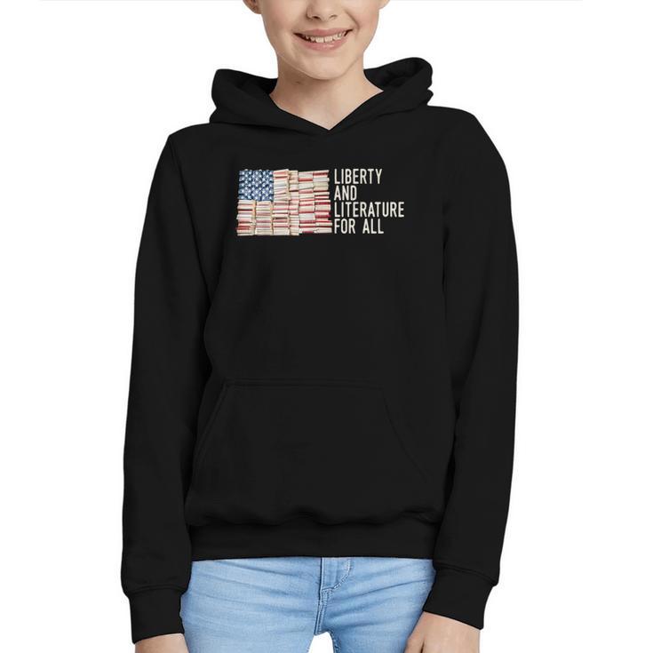 Liberty And Literature For All Reading USA Book Lover Graphic Youth Hoodie