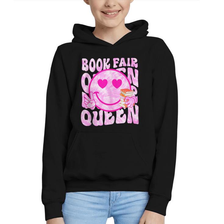Library Book Fair Queen Vibe Groovy Tie Dye School Reading Graphic Youth Hoodie