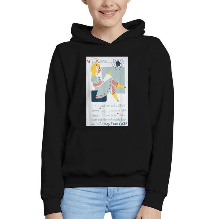 Little Miss Muffet Reading a Picture Book Graphic Youth Hoodie