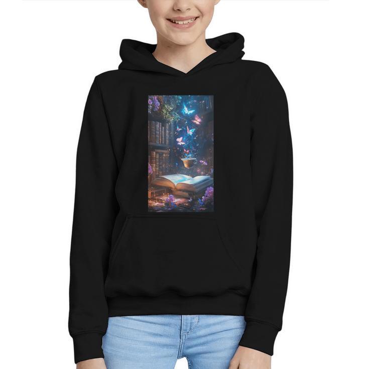 Magic Books Butterflies Fantasy Nature Tea Enchanting Graphic Youth Hoodie
