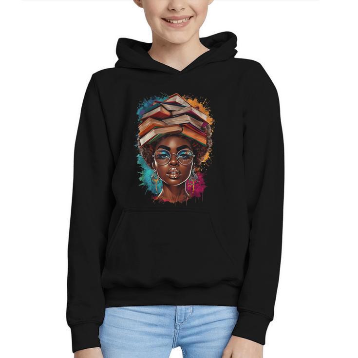 Melanin Girl Afro Book Lover Librarian Teacher Student Graphic Youth Hoodie