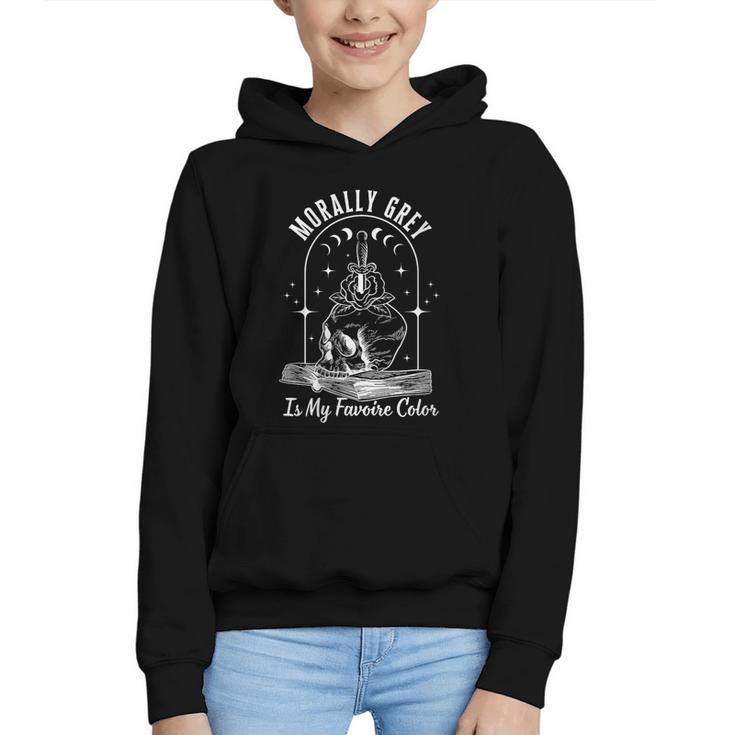 Morally Grey Book Lover Morally Grey Is My Favorite Color Graphic Youth Hoodie