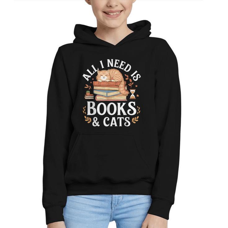 All I Need Is Books And Cats Reading Graphic Youth Hoodie