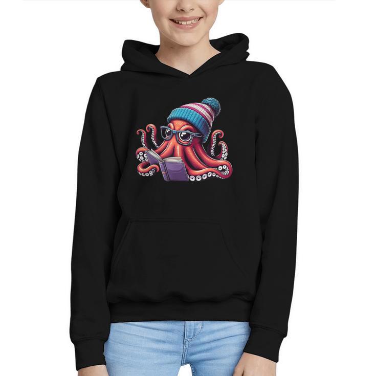 Octopus Reading Book Kraken Book Lover Graphic Youth Hoodie