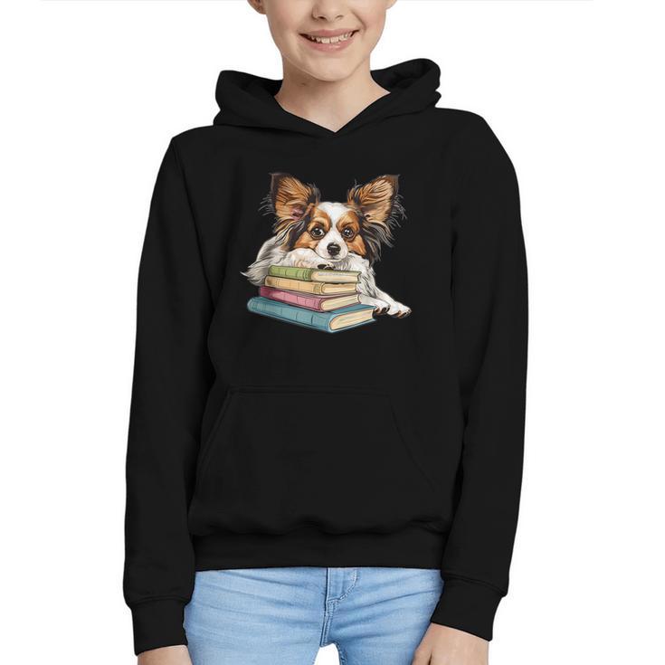 Papillon Books Reading Dog Breed Graphic For Men Women Kids Graphic Youth Hoodie